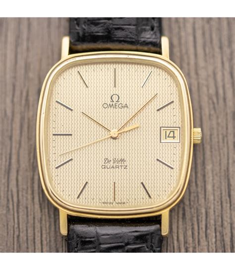 omega deville quartz watch round gold face no winder|omega de ville watch value.